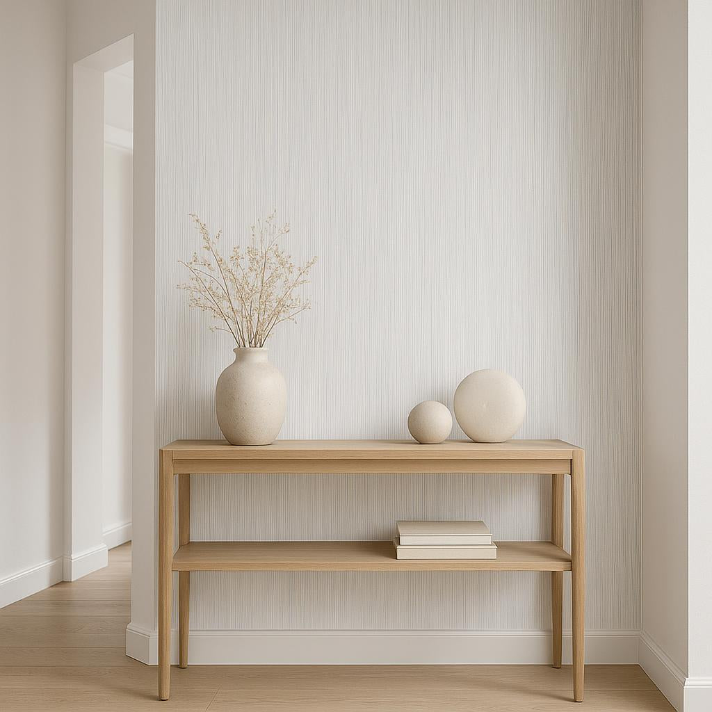 Hallway featuring Erismann Cameo 10533-43 as accent wall in a Modern, Minimal, Calm, Airy interior.