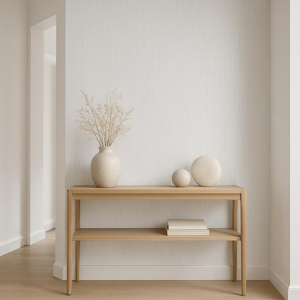 Hallway featuring Erismann Cameo 10533-43 as accent wall in a Modern, Minimal, Calm, Airy interior.