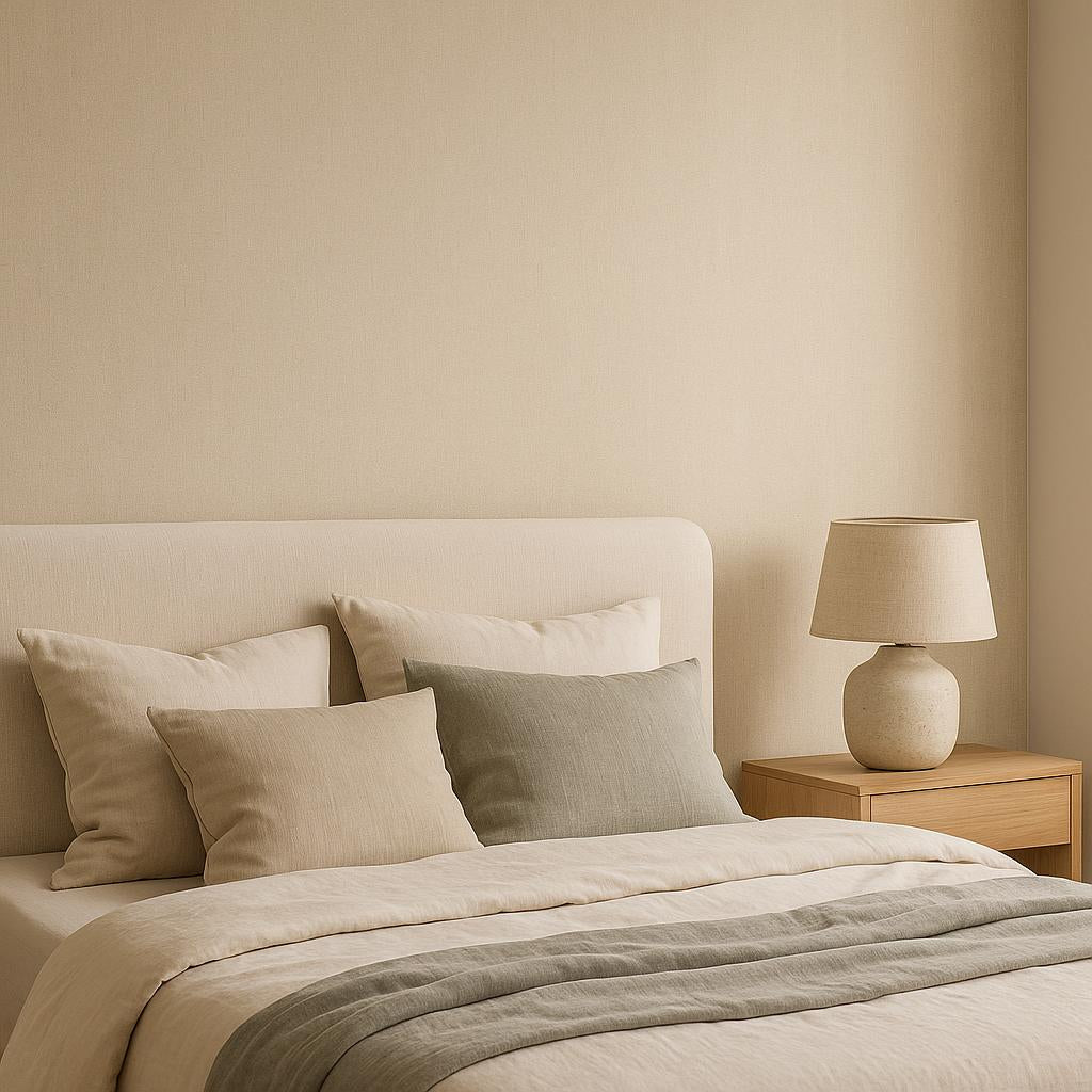 Bedroom featuring Erismann Cameo 10534-02 as feature wall in a Modern, Minimal, Calm, Natural interior.