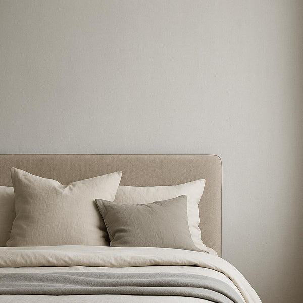 Bedroom featuring Erismann Cameo 10534-31 as feature wall in a Modern, Minimal, Calm, Refined interior.