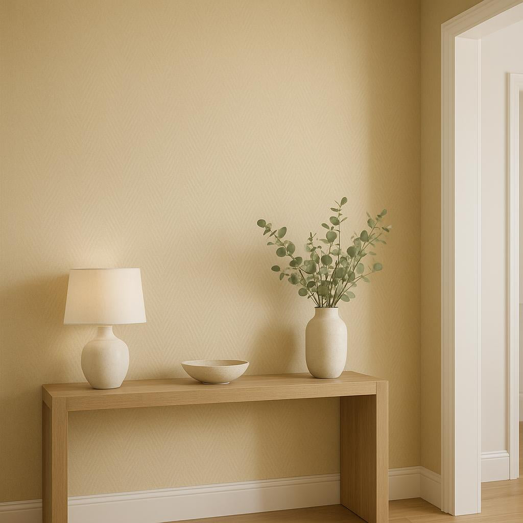 Hallway featuring Erismann Cameo 10536-03 as accent wall in a Modern, Contemporary, Minimal, Calm interior.