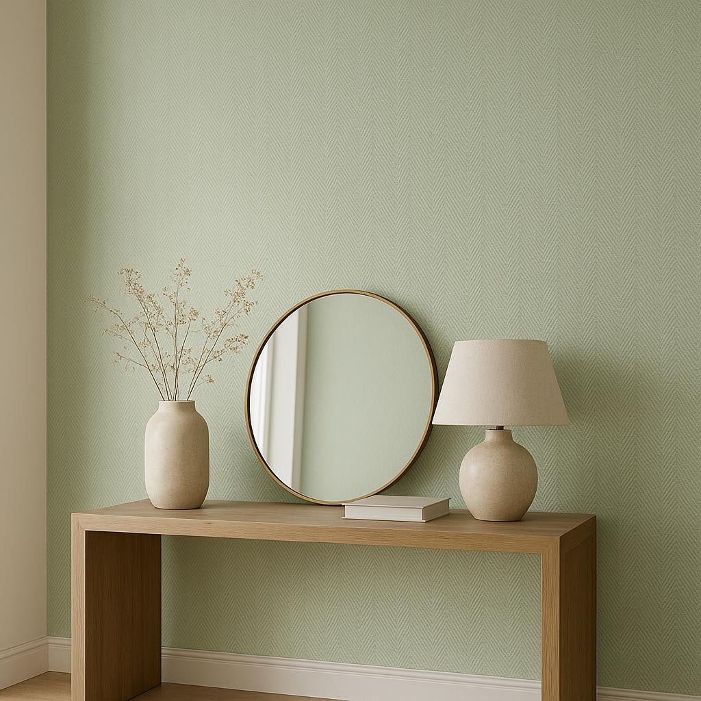 Hallway featuring Erismann Cameo 10536-07 as accent wall in a Modern, Contemporary, Calm, Structured interior.