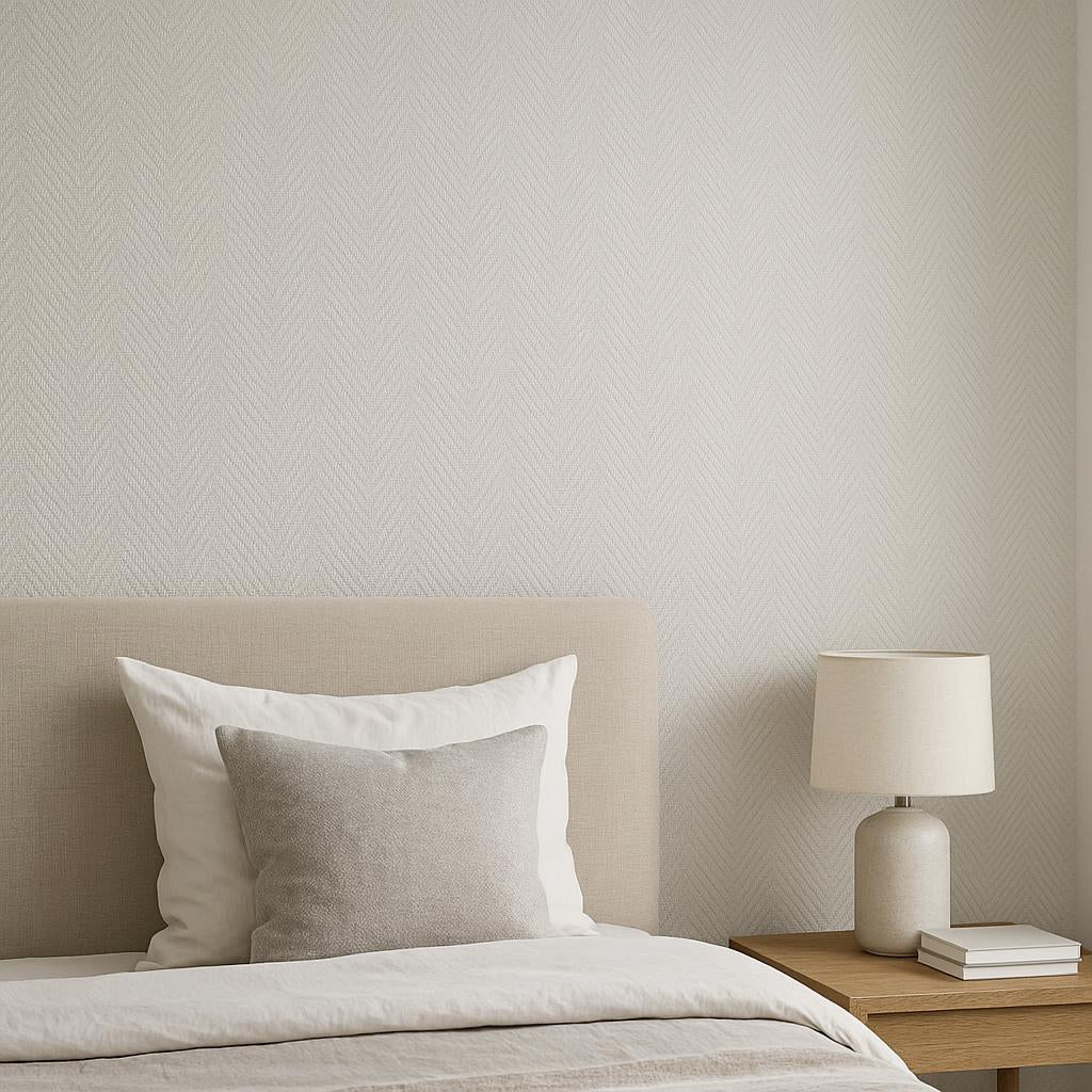 Bedroom featuring Erismann Cameo 10536-31 as feature wall in a Modern, Minimal, Calm, Structured interior.