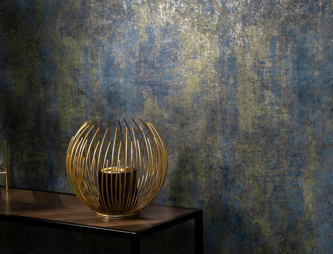 Erismann Elle Decoration 4 deep blue textured wallpaper with layered plaster-like finish