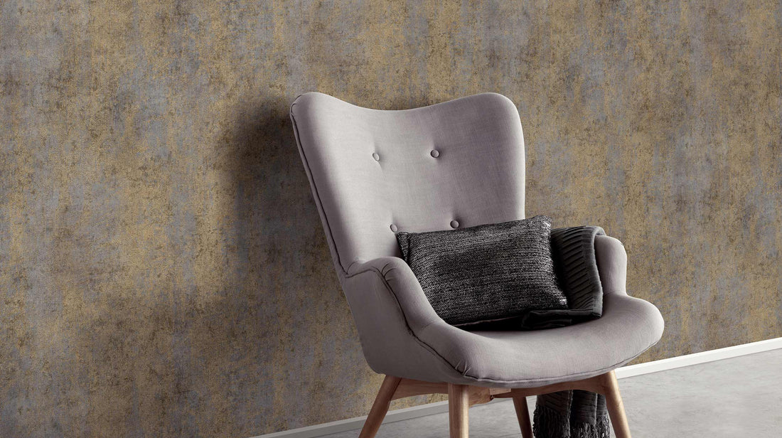 Erismann Elle Decoration 4 taupe textured wallpaper with subtle blue undertones and plaster-like finish