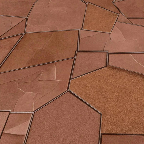 Erismann Elle Decoration 4 terracotta geometric wallpaper with textured panels and structured design detail
