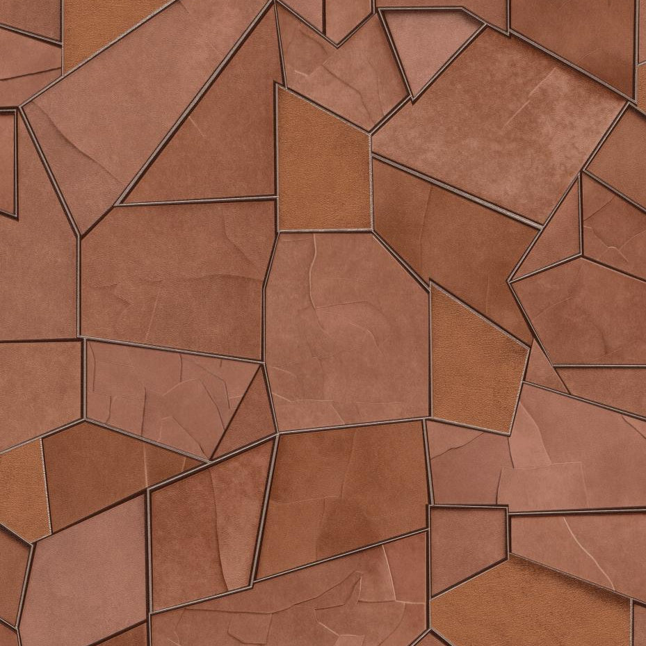 Erismann Elle Decoration 4 terracotta geometric wallpaper with textured panels and structured design