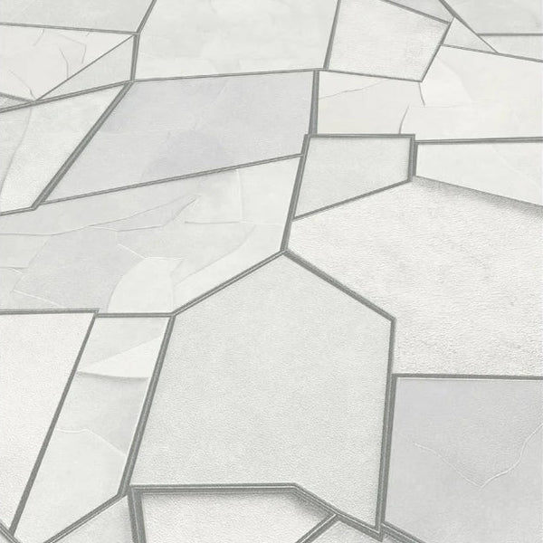 Erismann Elle Decoration 4 light grey geometric wallpaper with textured panels and structured design detail