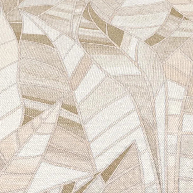 Erismann Elle Decoration 4 beige botanical wallpaper with layered leaf pattern and textured finish detail