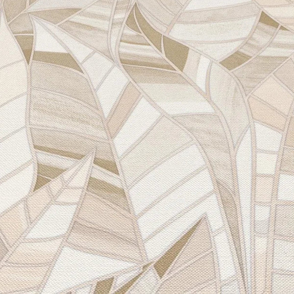 Erismann Elle Decoration 4 beige botanical wallpaper with layered leaf pattern and textured finish detail
