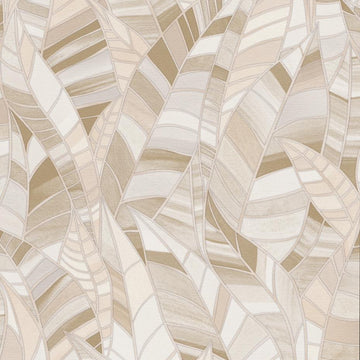 Erismann Elle Decoration 4 beige botanical wallpaper with layered leaf pattern and textured finish