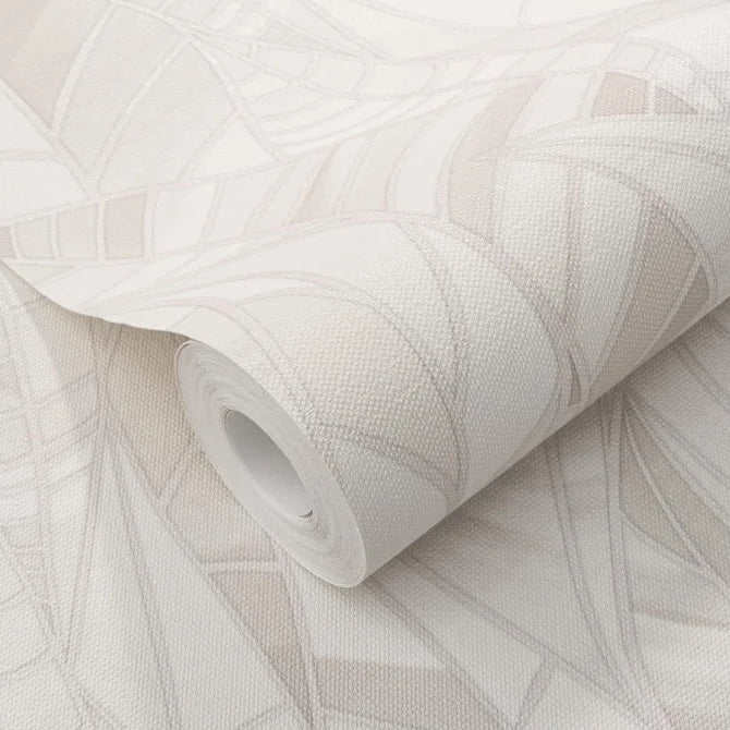 Erismann Elle Decoration 4 cream botanical wallpaper with subtle leaf pattern and textured finish roll detail