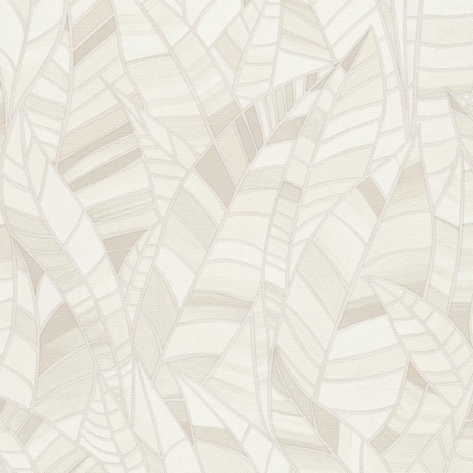 Erismann Elle Decoration 4 cream botanical wallpaper with subtle leaf pattern and textured finish