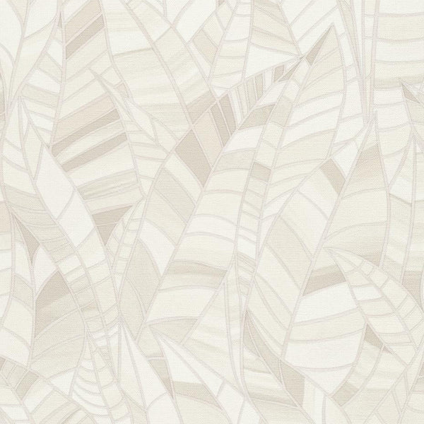 Erismann Elle Decoration 4 cream botanical wallpaper with subtle leaf pattern and textured finish