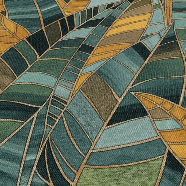 Erismann Elle Decoration 4 green botanical wallpaper with layered leaf pattern and textured finish detail