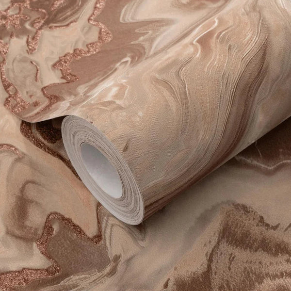 Erismann Elle Decoration 4 marble effect wallpaper in warm terracotta tones roll detail