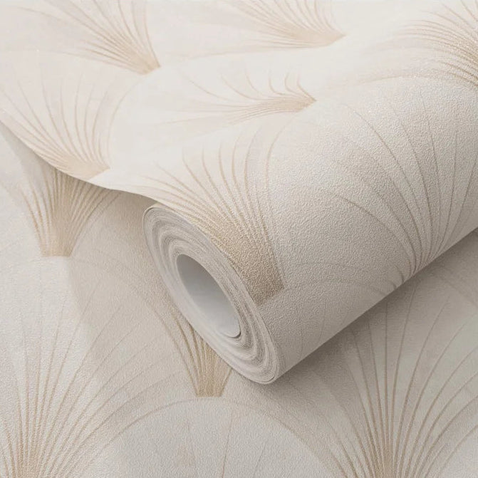 Erismann Elle Decoration Art Deco fan wallpaper in soft cream tones roll detail