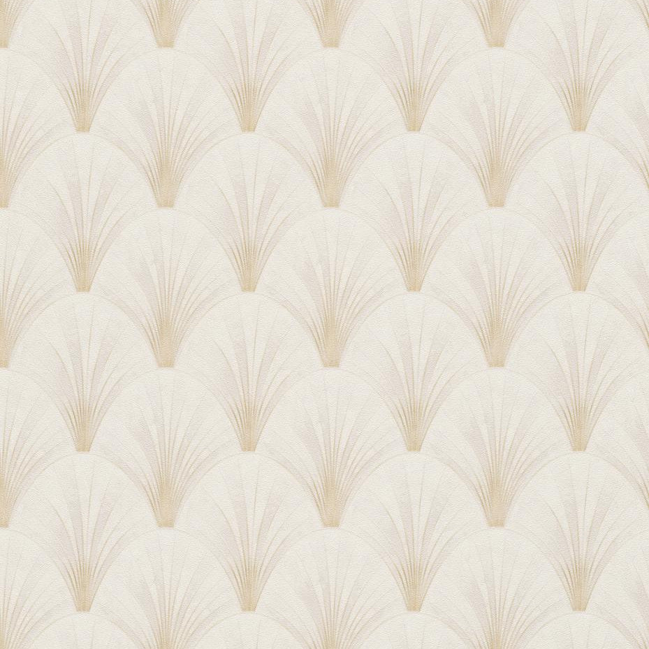 Erismann Elle Decoration Art Deco fan wallpaper in soft cream tones