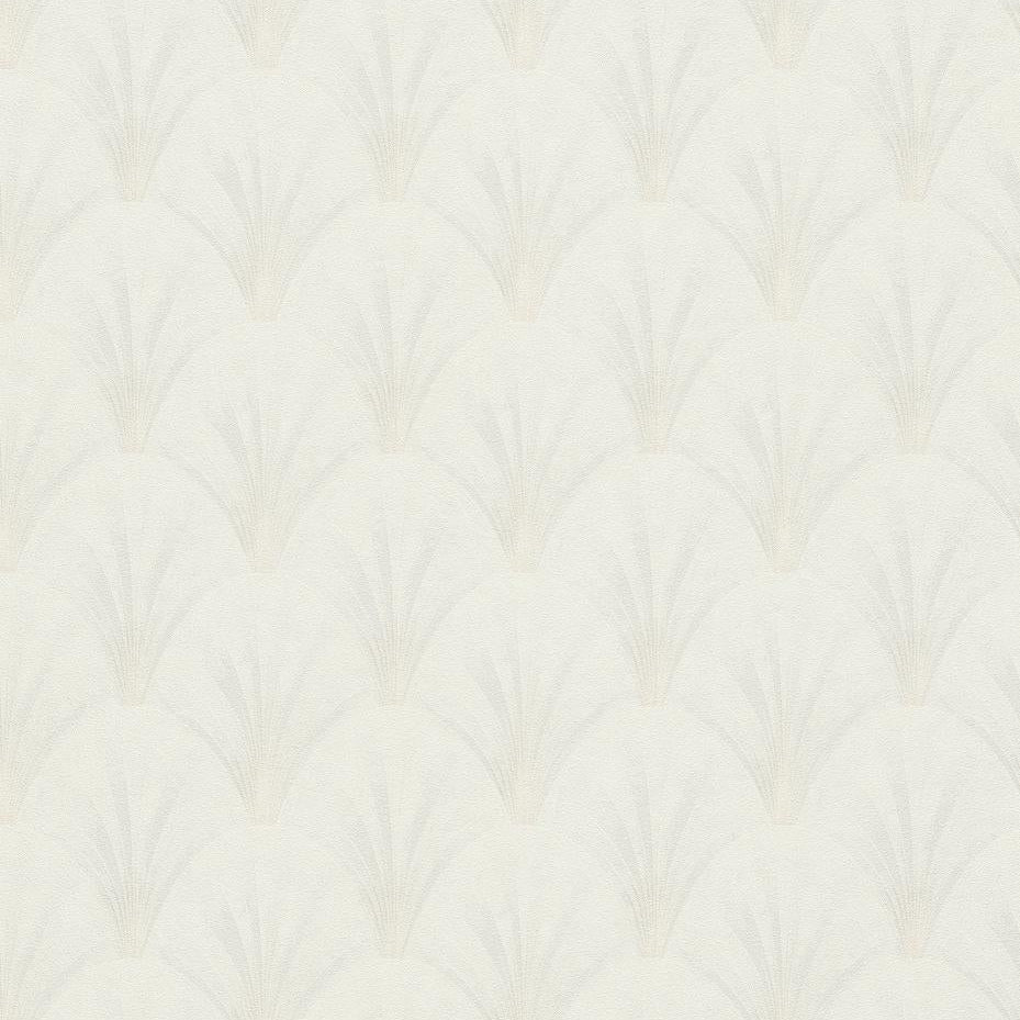Erismann Elle Decoration light Art Deco fan wallpaper in soft white and beige tones