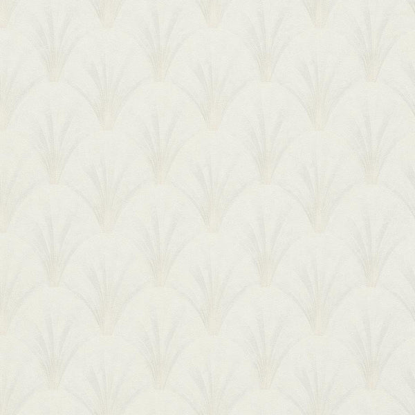 Erismann Elle Decoration light Art Deco fan wallpaper in soft white and beige tones