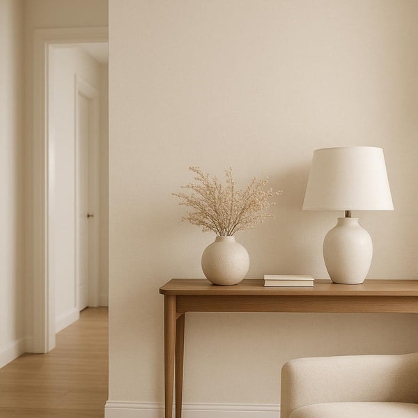 Hallway featuring Erismann Elysium 10473-02 as accent wall in a Contemporary, Minimal, Transitional, Calm interior.