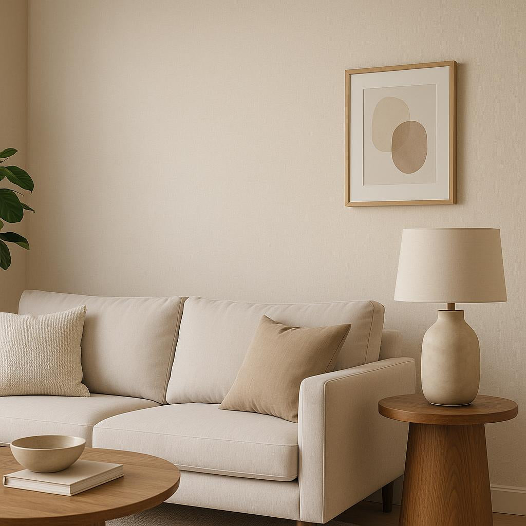 Living Room featuring Erismann Elysium 10473-02 as feature wall in a Contemporary, Minimal, Transitional, Calm interior.