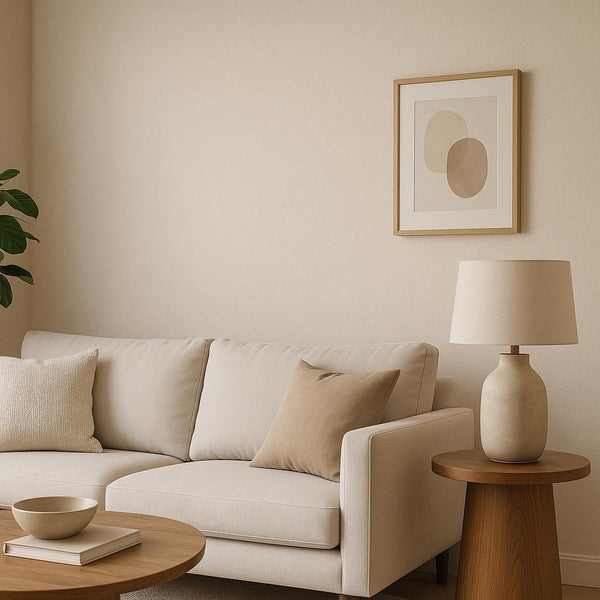 Living Room featuring Erismann Elysium 10473-02 as feature wall in a Contemporary, Minimal, Transitional, Calm interior.