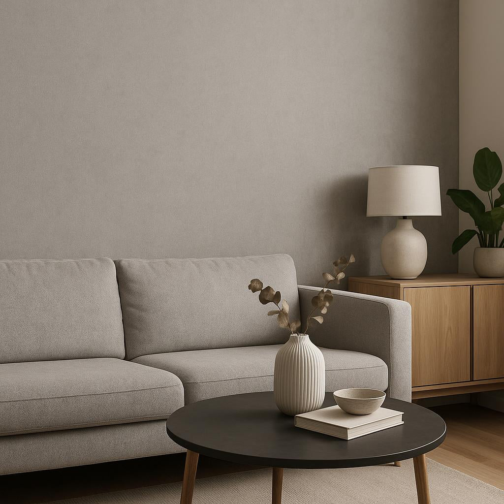 Living Room featuring Erismann Elysium 10473-10 as feature wall in a Modern, Contemporary, Minimal, Calm interior.