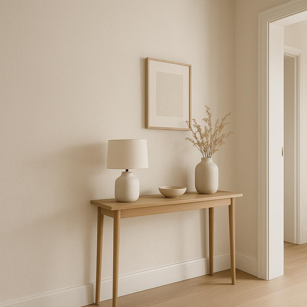 Hallway featuring Erismann Elysium 10473-14 as accent wall in a Minimal, Contemporary, Calm, Refined interior.