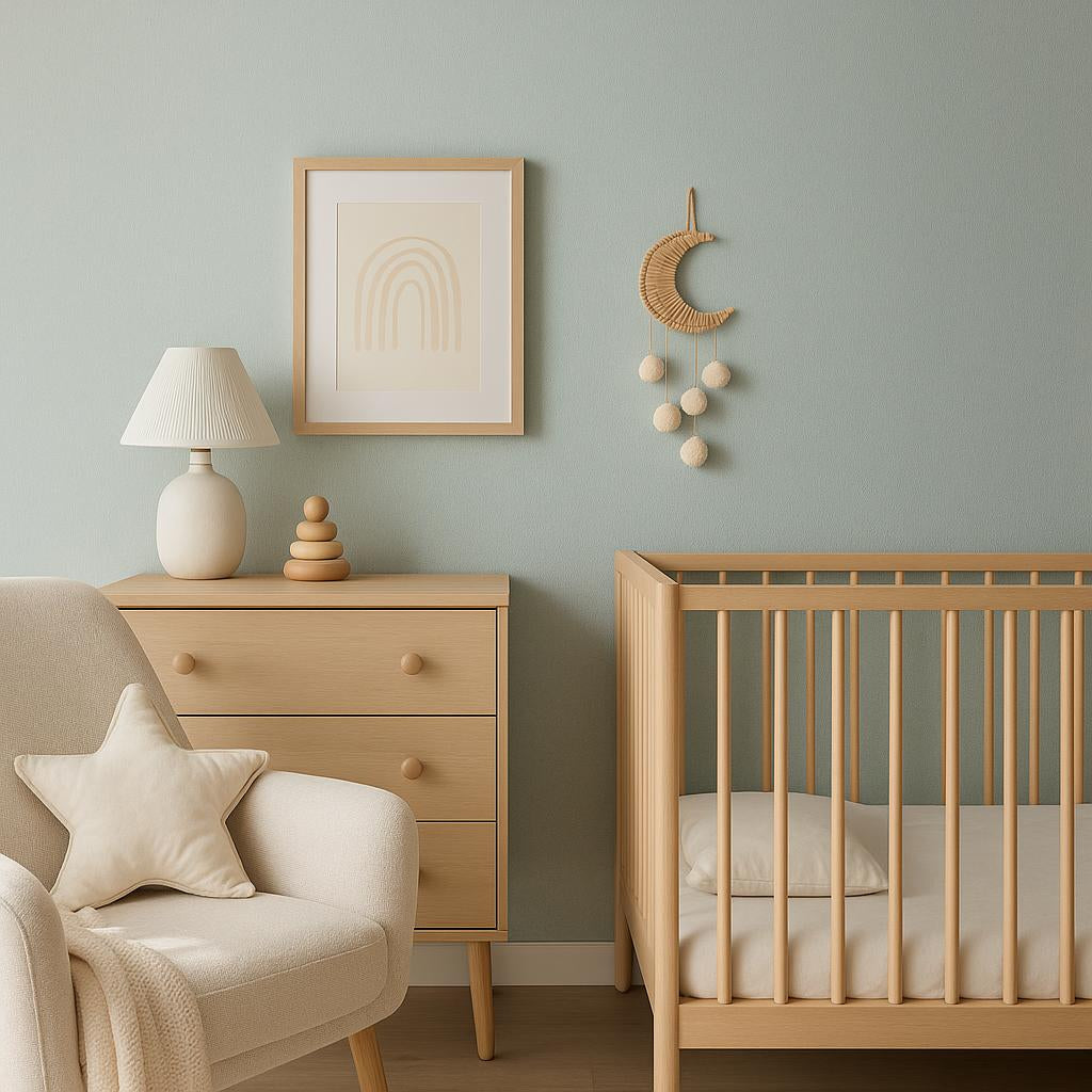 Nursery featuring Erismann Elysium 10473-18 as feature wall in a Contemporary, Minimal, Calm, Fresh interior.