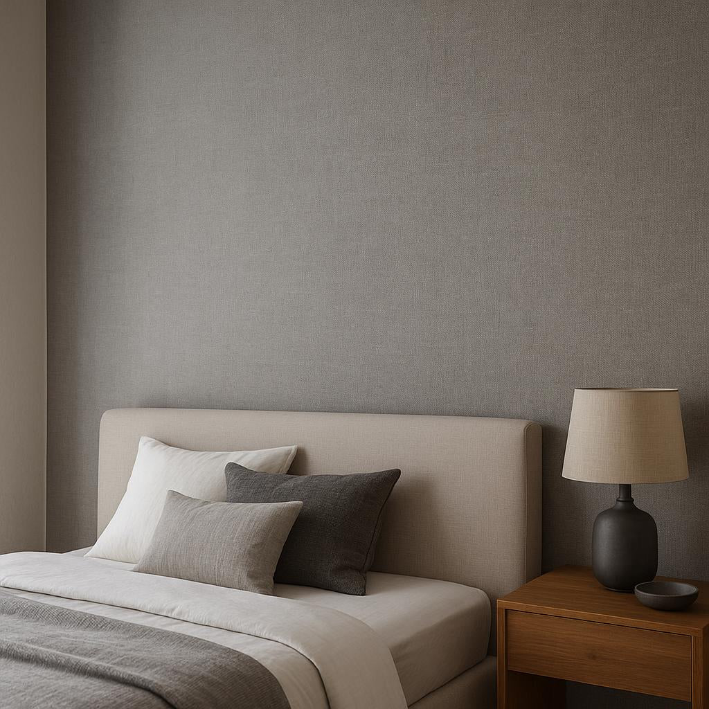 Bedroom featuring Erismann Elysium 10473-29 as feature wall in a Contemporary, Minimal, Calm, Sophisticated interior.