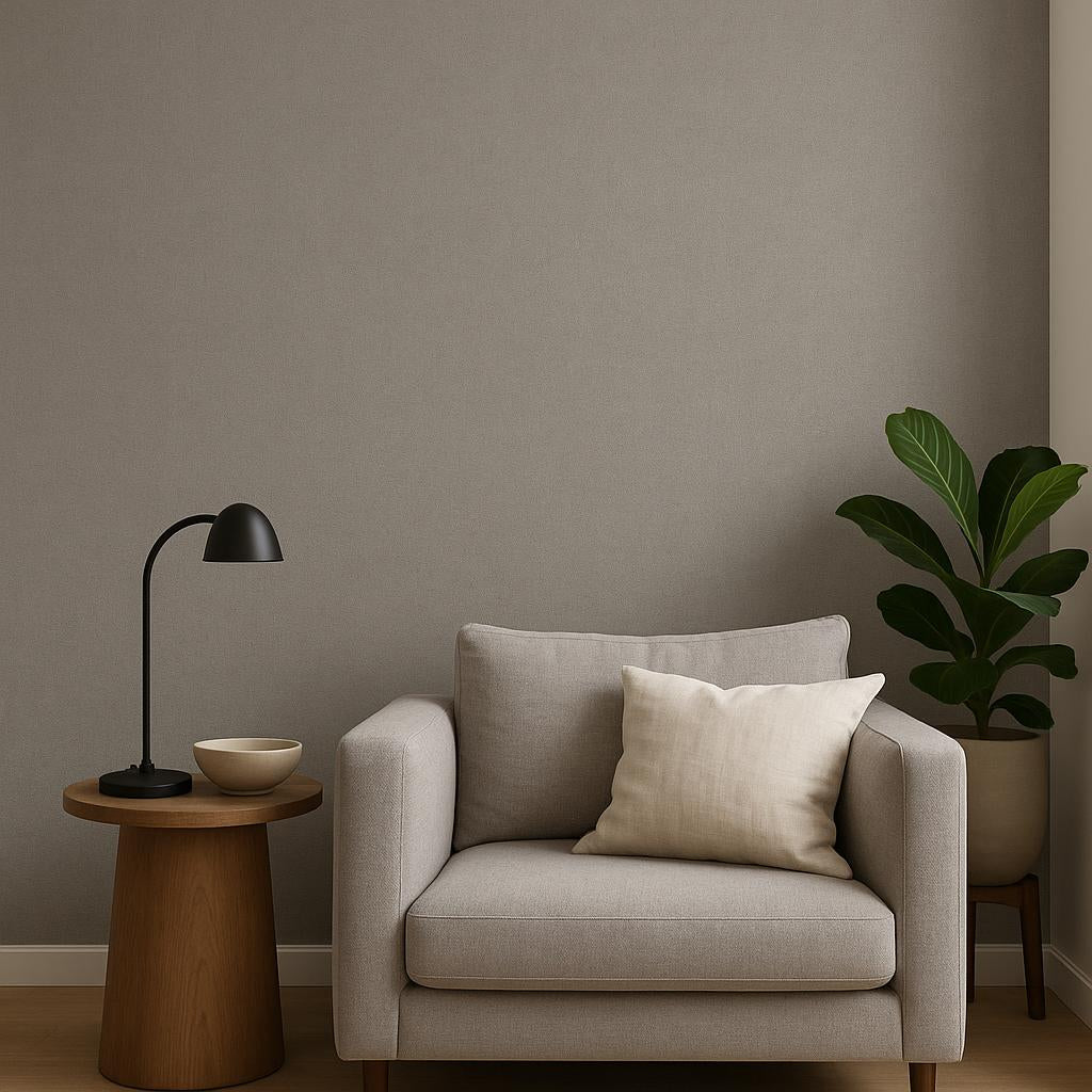 Living Room featuring Erismann Elysium 10473-29 as feature wall in a Contemporary, Minimal, Calm, Sophisticated interior.