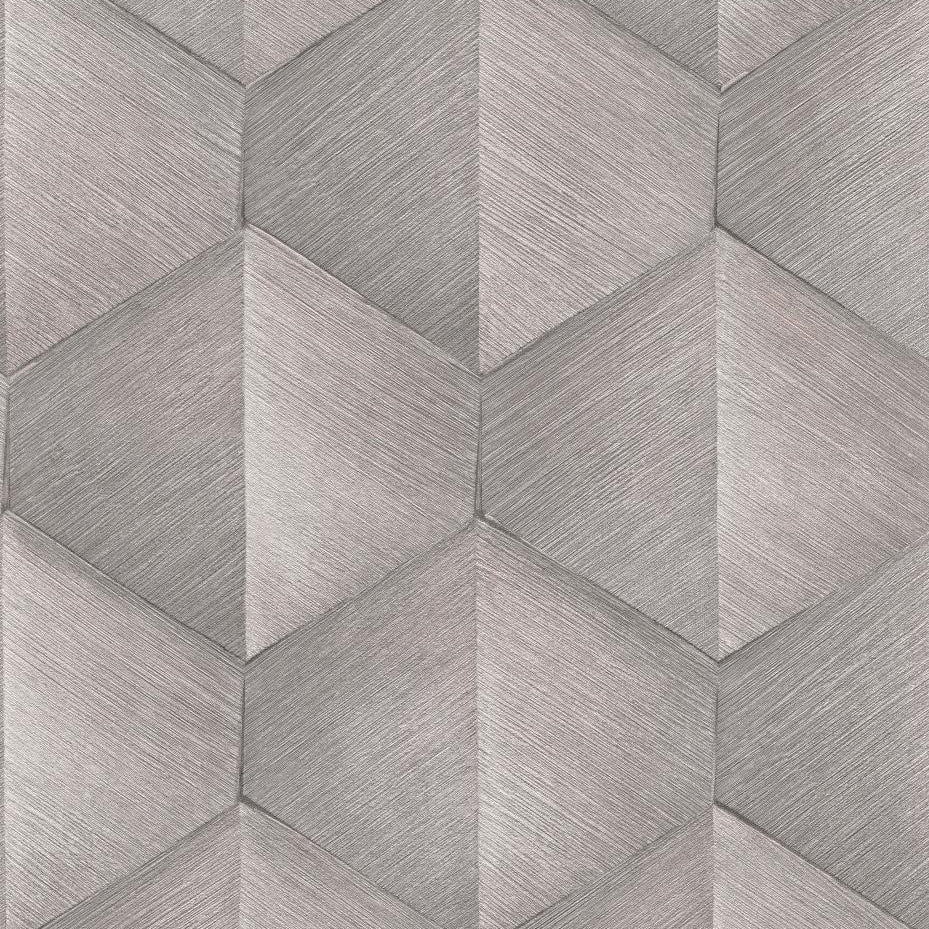 Erismann Fashion For Walls 4 10370-38 taupe-grey geometric wallpaper with subtle 3D cube effect.