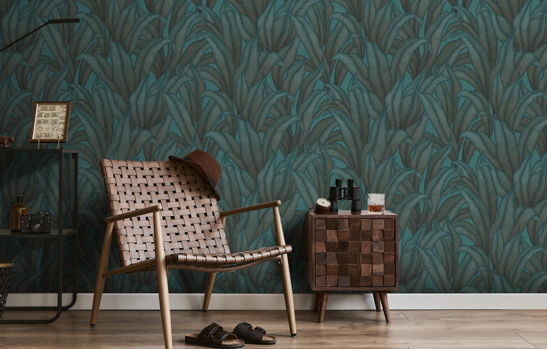 Erismann Fashion For Walls 4 10371-19 turquoise leafy botanical wallpaper