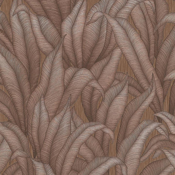 Erismann Fashion For Walls 4 10371-48 brown leafy wallpaper swatch with layered botanical pattern.