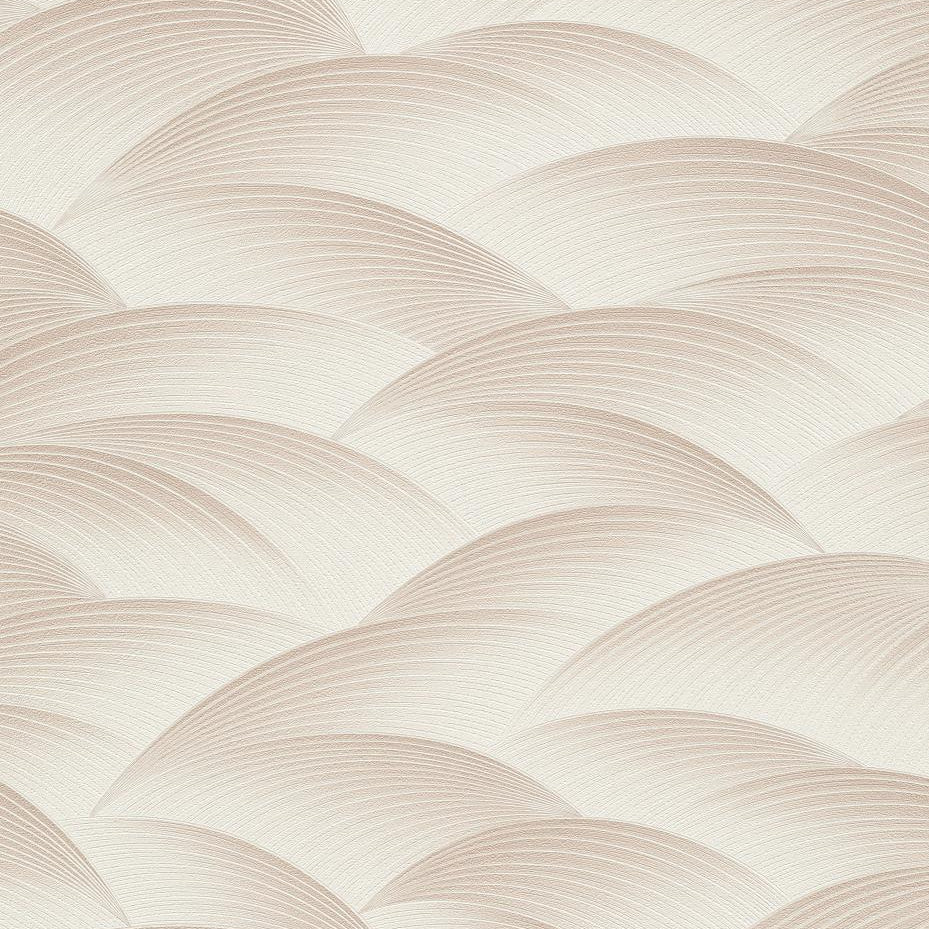 Close-up of Erismann Fashion For Walls 4 10372-02 beige geometric wave wallpaper with subtle embossed texture.
