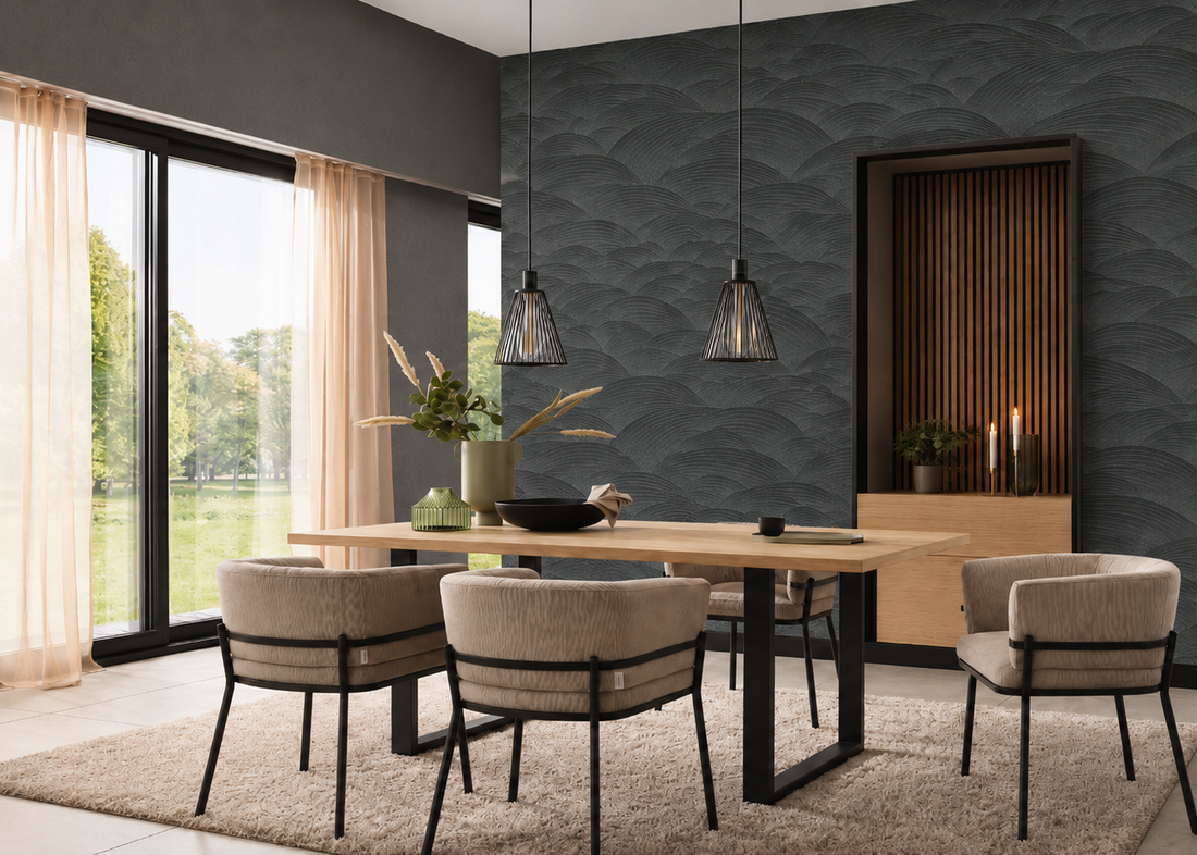 Erismann Fashion For Walls 4 10372-15 black geometric embossed wallpaper sample