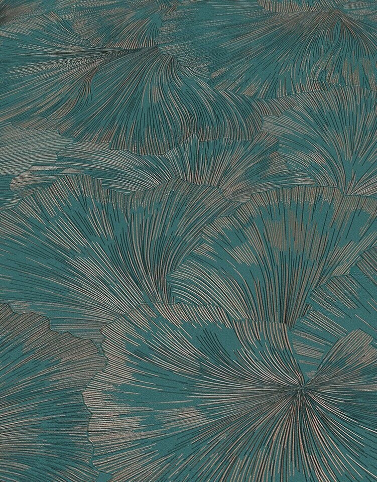 Erismann Fashion For Walls 4 10373-19 wallpaper close-up of textured fan-leaf pattern with fine metallic lines.