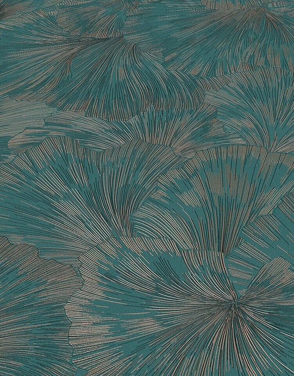Erismann Fashion For Walls 4 10373-19 wallpaper close-up of textured fan-leaf pattern with fine metallic lines.