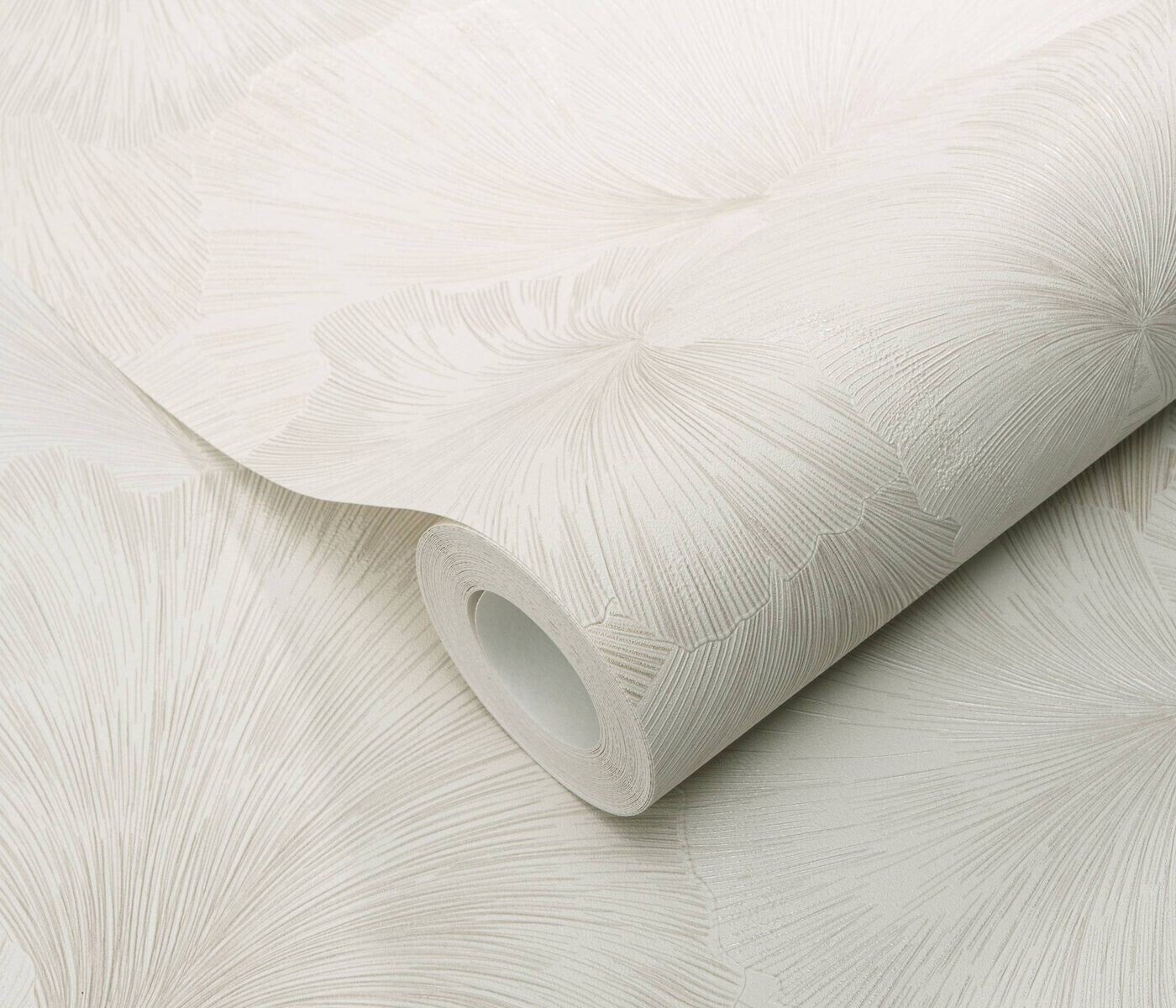 Erismann Fashion For Walls 4 10373-26 wallpaper close-up roll with embossed botanical fan pattern detail.