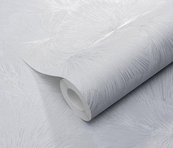 Erismann Fashion For Walls 4 10373-31 wallpaper roll close-up with embossed fan-like pattern in a minimal studio, calm and refined.