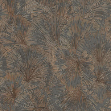 Erismann Fashion For Walls 4 10373-47 grey ginkgo leaf wallpaper with bronze linework
