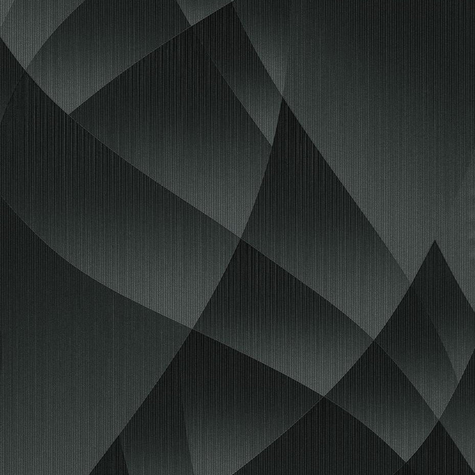 Erismann Fashion For Walls 4 10374-15 black geometric wallpaper with faceted gradients and fine vertical striation