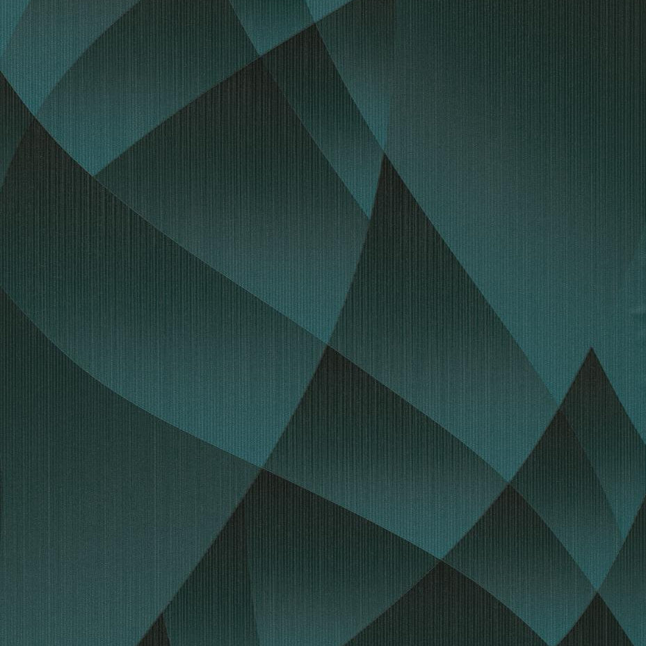 Erismann Fashion For Walls 4 10374-18 teal geometric wallpaper with layered curved forms and subtle vertical striation.