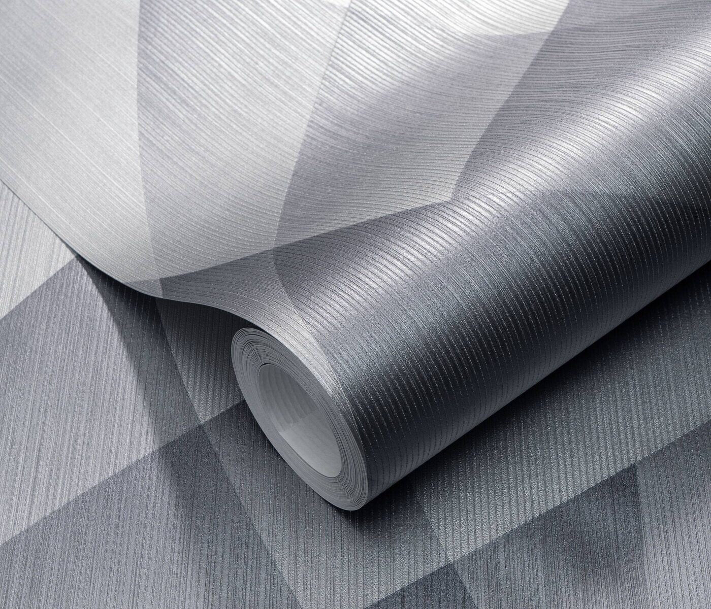 Erismann Fashion For Walls 4 10374-29 wallpaper close-up of rolled sheet with fine ridged texture and geometric pattern, modern and sleek.
