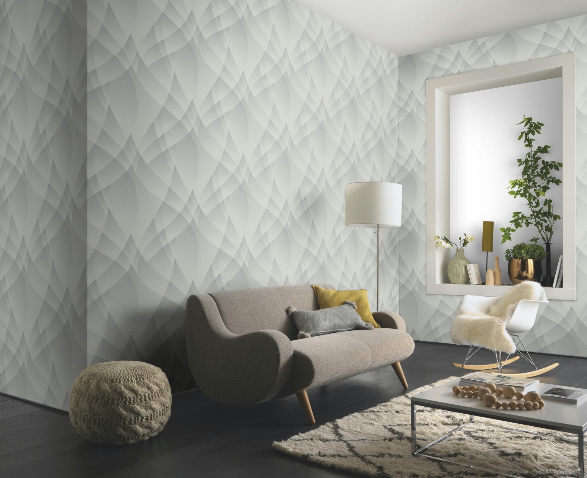 Erismann Fashion For Walls 4 10374-31 wallpaper used as a feature wall behind contemporary furnishings in a contemporary lounge setting.