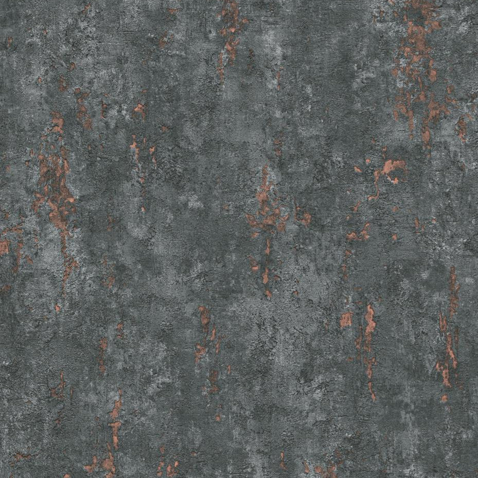 Erismann 10375-47 charcoal concrete-effect non-woven wallpaper with rusted highlights.