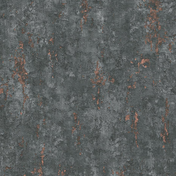 Erismann 10375-47 charcoal concrete-effect non-woven wallpaper with rusted highlights.
