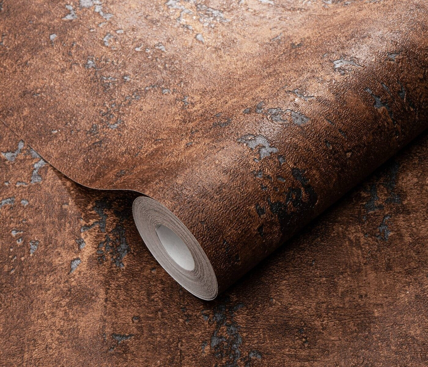 Erismann Fashion For Walls 4 10375-48 wallpaper close-up of distressed brown texture with dark mottling, industrial mood.
