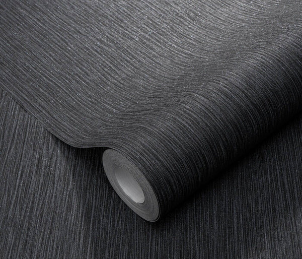 Erismann Fashion For Walls 4 10376-15 wallpaper dark charcoal with flowing vertical lines and subtle shimmer.